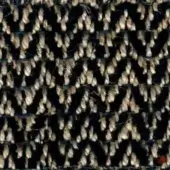 Swan pattern textile with cream swan motifs on dark background, woven texture, horizontal rows, blurred print effect.